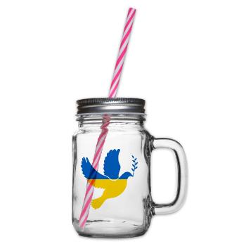 Peace Ukraine Flag Doves Bird Peace Symbol - Glass jar with handle and screw cap - clear - Right