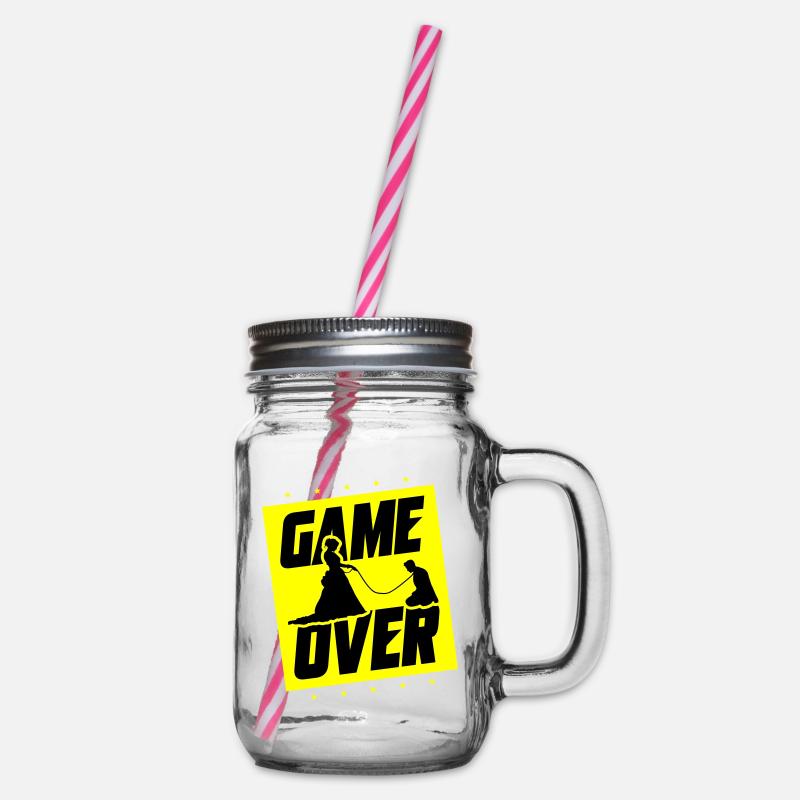 Hochzeit Game Over Junggesellenabschied - Henkelglas mit Schraubdeckel - Klar