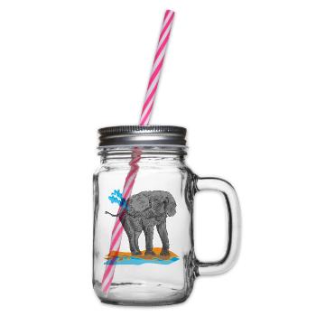 Elefant Rüssel Dickhäuter Afrika Elfenbein Kenia - Henkelglas mit Schraubdeckel - Klar - Rechts