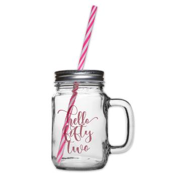 Hello Fifty Two Cute 52 Years Old Birthday - Glass jar with handle and screw cap - clear - Right