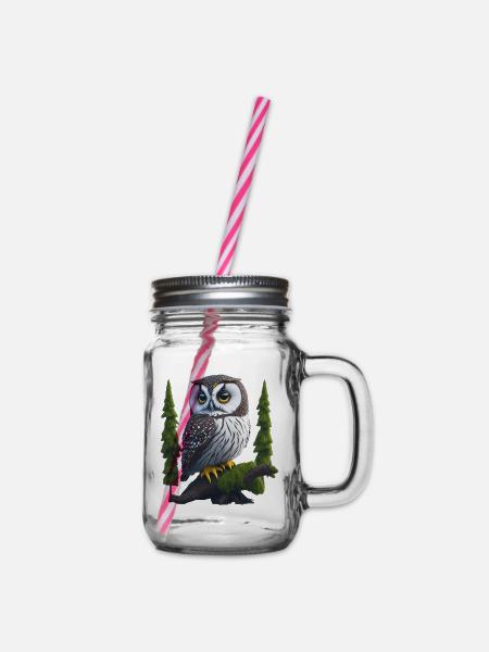 Kleiner Uhu - Henkelglas mit Schraubdeckel - Klar