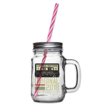 6th Retro Style Anniversary Gift 2018 - Glass jar with handle and screw cap - clear - Right