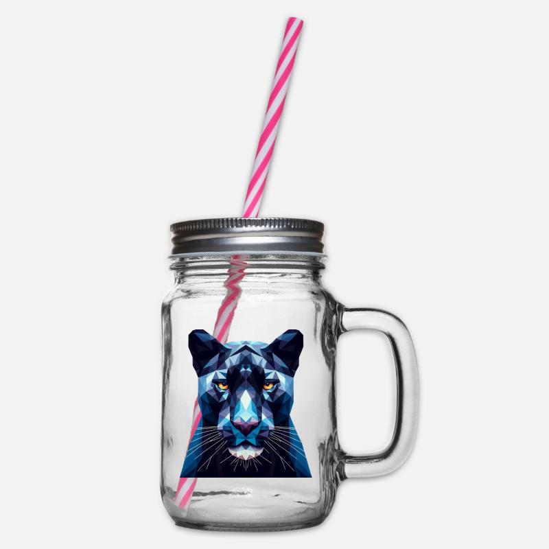 Ein blauer Panther im Polygon-Stil - Henkelglas mit Schraubdeckel - Klar