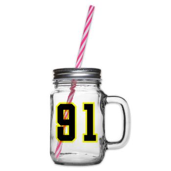 91 Number Jersey - Glass jar with handle and screw cap - clear - Right