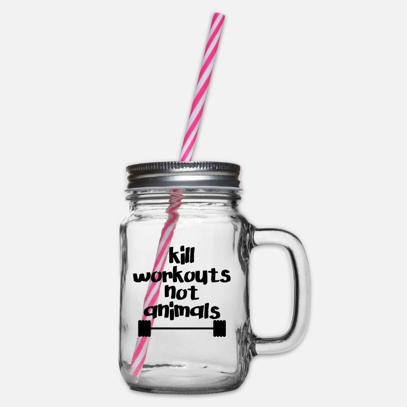 Kill workouts - not animals - Henkelglas mit Schraubdeckel - Klar