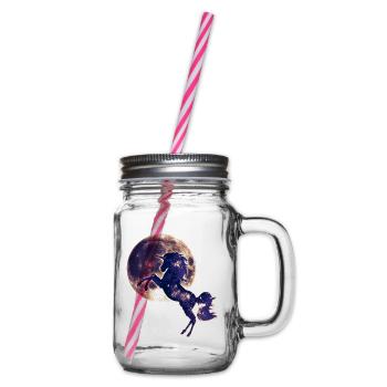 Unicorn full moon, galaxy, space, horse, fantasy - Glass jar with handle and screw cap - clear - Right