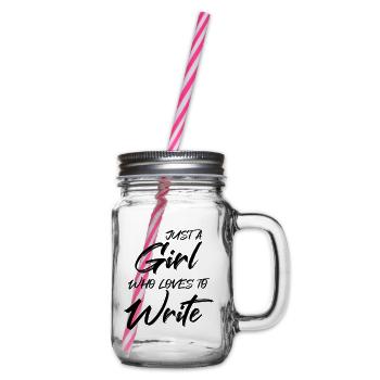 Just a girl who loves to write - Glass jar with handle and screw cap - clear - Right
