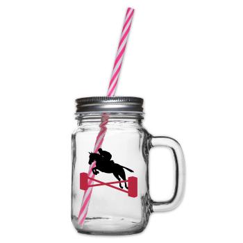show jumping - Glass jar with handle and screw cap - clear - Right