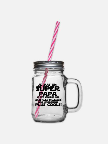 c'est comme un super-héros(super papa) - Bocal à boisson - transparent