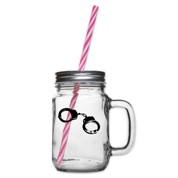 Handcuffs Shackles Used Look JGA Game over Steel - Glass jar with handle and screw cap - clear - Right