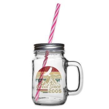 Vintage 2005 Retro 2005 Birthday Gift - Glass jar with handle and screw cap - clear - Right