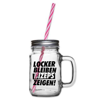 LOCKER BLEIBEN BIZEPS ZEIGEN! BY SUBGIRL - Henkelglas mit Schraubdeckel - Klar - Rechts