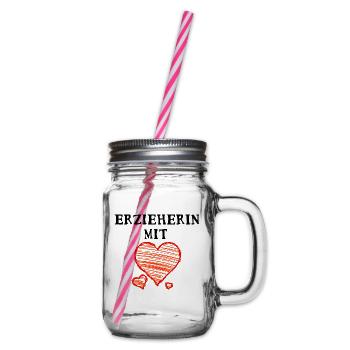 Erzieherin mit Herz - Henkelglas mit Schraubdeckel - Klar - Rechts