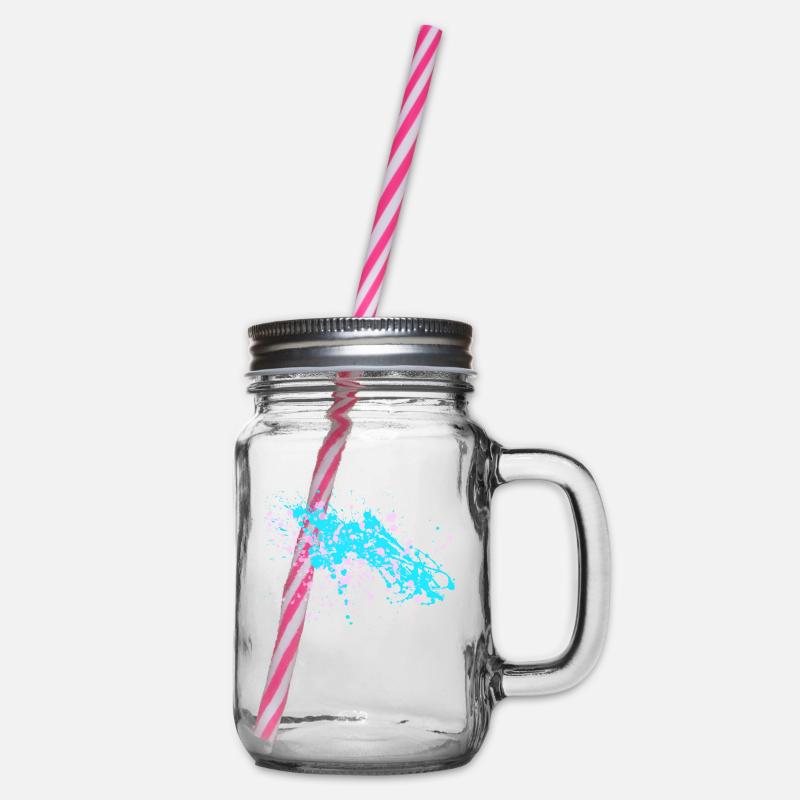 Farbspritzer! Bunt. Geschenk. - Henkelglas mit Schraubdeckel - Klar