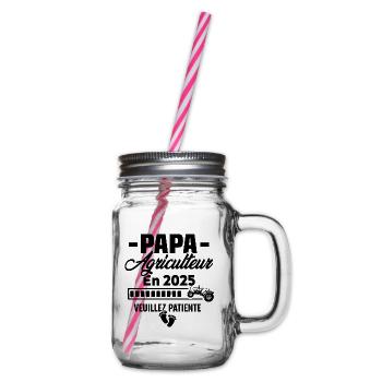 2025 Papa Agriculteur Agriculture Bébé Naissance - Bocal à boisson - transparent - Droite
