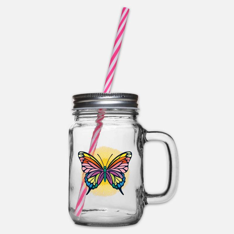 papillon multicolore - Bocal à boisson - transparent
