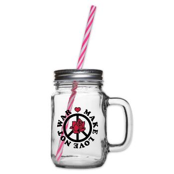 Make Love not War - Make love, not war - Heart - Glass jar with handle and screw cap - clear - Right