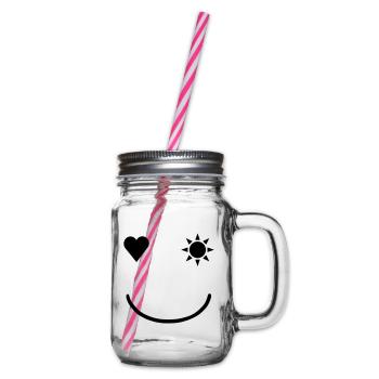 ★ Couleurs de conception modifiables ★ Visage souriant - Bocal à boisson - transparent - Droite