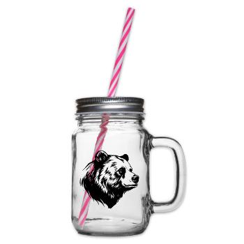 Bear Grizzly Animal - Glass jar with handle and screw cap - clear - Right