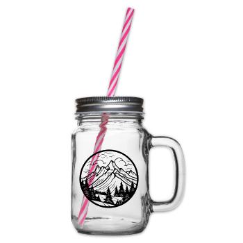 Mountains Symbol Silhouette - Glass jar with handle and screw cap - clear - Right