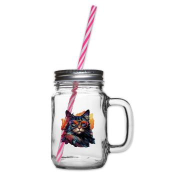 Katze - Henkelglas mit Schraubdeckel - Klar - Rechts
