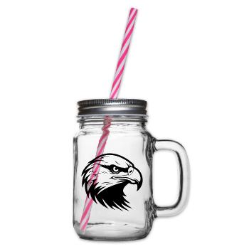 Eagle Head Silhouette - Glass jar with handle and screw cap - clear - Right