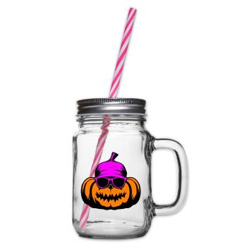 Pumpkin Halloween Cool - Glass jar with handle and screw cap - clear - Right