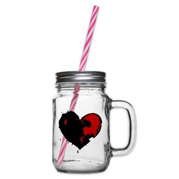 Herz Klecks Love - Henkelglas mit Schraubdeckel - Klar - Rechts