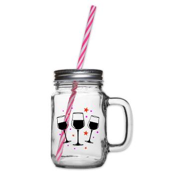 Weinglas Rotwein Symbol - Henkelglas mit Schraubdeckel - Klar - Rechts