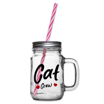 Cat Crew Heart - Glass jar with handle and screw cap - clear - Right