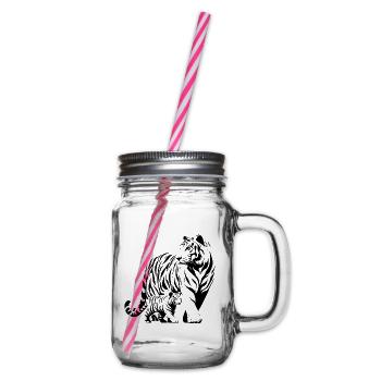 Little tiger family - Glass jar with handle and screw cap - clear - Right