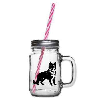 Akita Inu Dog - Glass jar with handle and screw cap - clear - Right