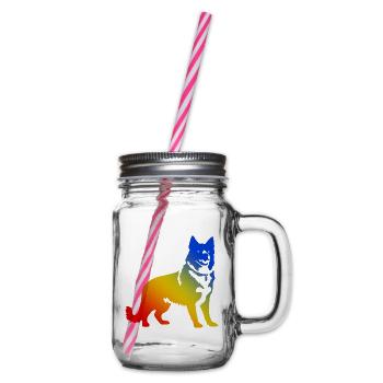 Akita Inu Dog - Glass jar with handle and screw cap - clear - Right