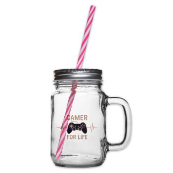 Gamer for life - Glass jar with handle and screw cap - clear - Right