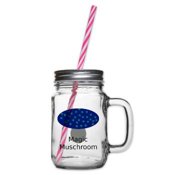 Neonblauer Pilzzauber - Henkelglas mit Schraubdeckel - Klar - Rechts