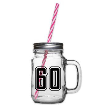 60 number symbol - Glass jar with handle and screw cap - clear - Right