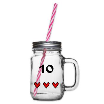 10 JAHRE. 10-jähriges JUBILÄUM. JUBILÄUM 10 JAHRE - Henkelglas mit Schraubdeckel - Klar - Rechts