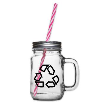 Recycling Symbol - Henkelglas mit Schraubdeckel - Klar - Rechts