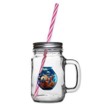 Goldfish in a fishbowl - Glass jar with handle and screw cap - clear - Right