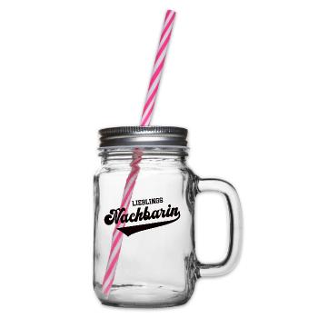 Lieblingsnachbarin Beste Lieblings Nachbarin - Henkelglas mit Schraubdeckel - Klar - Rechts