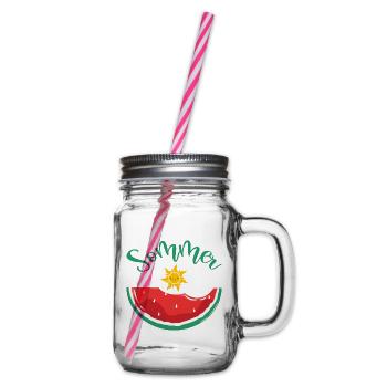 Sommer Sonne Strand Meeer Wassermelone - Henkelglas mit Schraubdeckel - Klar - Rechts