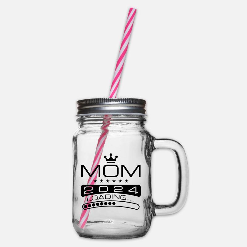 Mama 2024 Loading Mom - Henkelglas mit Schraubdeckel - Klar