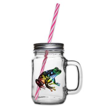 Frosch Kopf Bunt - Henkelglas mit Schraubdeckel - Klar - Rechts