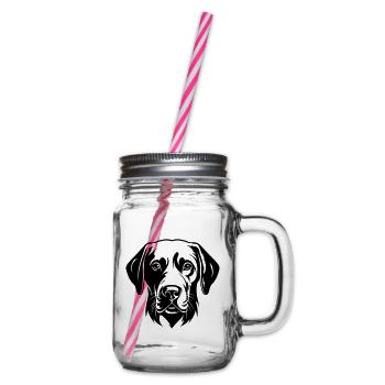 Labrador Dog Head - Glass jar with handle and screw cap - clear - Right