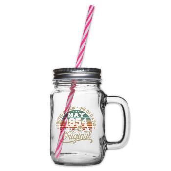 May 1954 Birthday May 1954 Gift 1954 May - Glass jar with handle and screw cap - clear - Right