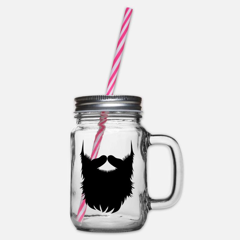 Hipster Beard Vector - Glass jar with handle and screw cap - clear