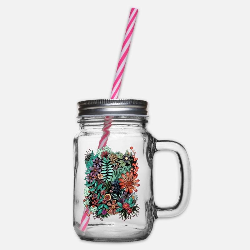 Fleurs et feuilles - Bocal à boisson - transparent
