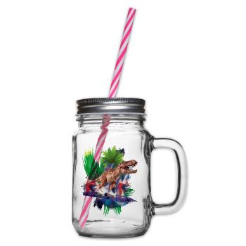T-Rex - Dinosaurs - Trex - tyrannosaurus rex - Glass jar with handle and screw cap - clear - Right