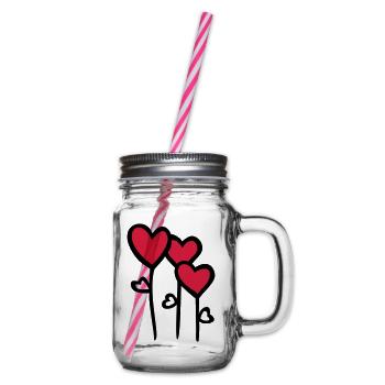 HEART flowers - Glass jar with handle and screw cap - clear - Right