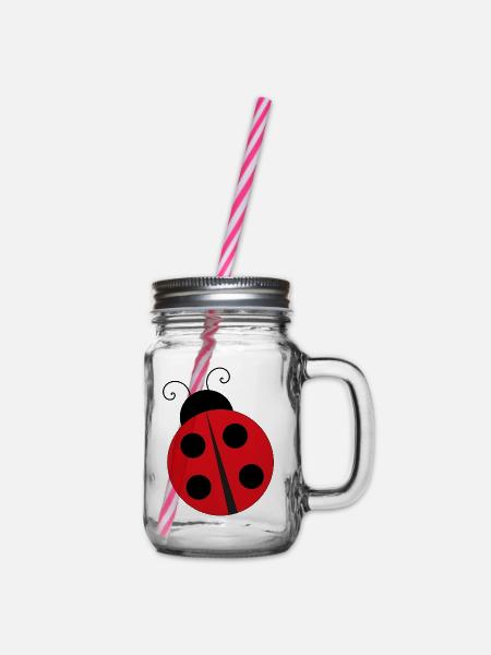 Marienkäfer Ladybug - Henkelglas mit Schraubdeckel - Klar